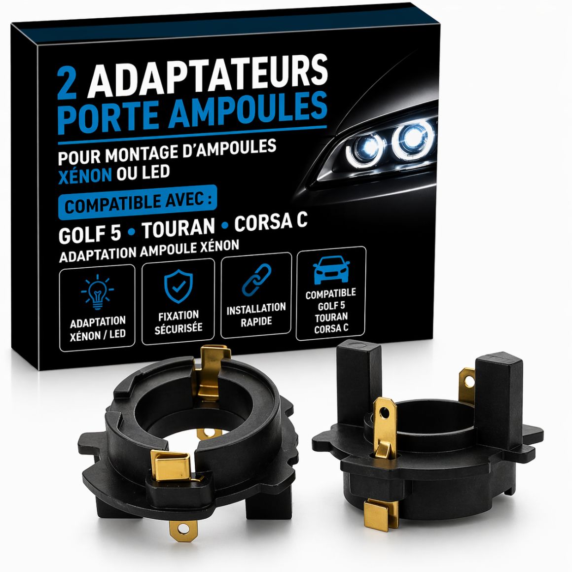 2 GOLF 5 TOURAN CORSA C-lamphouderadapters