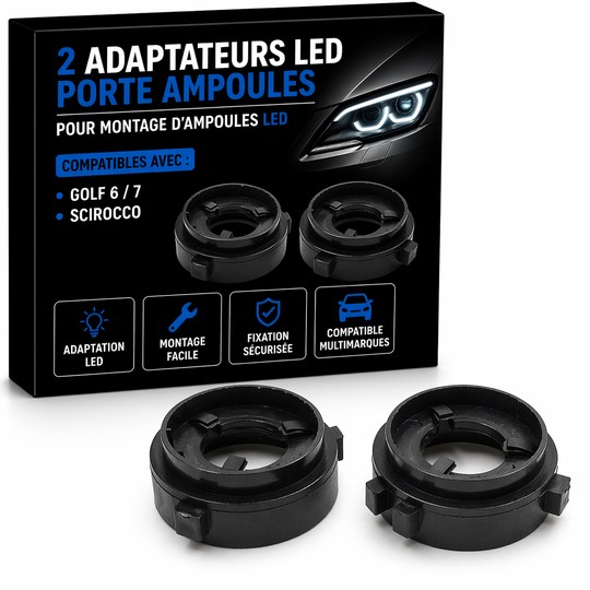 2 LED-Lampenfassungsadapter Golf 6/7, Scirocco