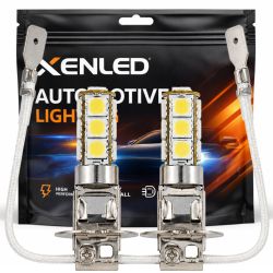 2 x H3 LED SMD 13 LED 12V weiße Glühbirnen – PK22s LED Plug&Play-Glühbirne