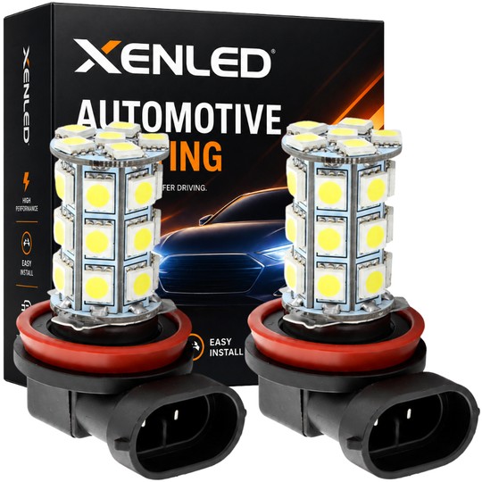 2 x H8 LED SMD 18 LED 12v bulbs - White - Signaling lamp