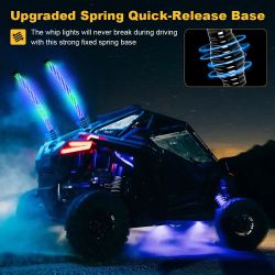 Kit 2x Whip Lights LED RGB XENLED 60 cm – Antennes lumineuses spiralées avec drapeaux, application Bluetooth et télécommande