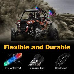 Kit 2x Whip Lights LED RGB XENLED 60 cm – Antennes lumineuses spiralées avec drapeaux, application Bluetooth et télécommande