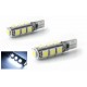 2 x 13 LED SMD CANBUS BULBS - T10 W5W - White - 12V LED night light bulb