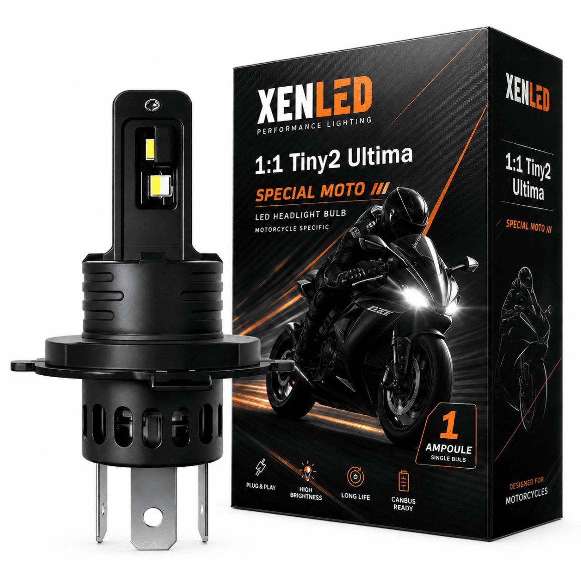 Kit ampoule H4 LED pour K 100 RS4V  (100) - BMW* - Plug&Play 1:1 +480% - Sans erreur - XENLED