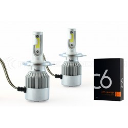2 x bulbs h4 bi-ventilated cob led c6 - 3800lm - 12v / 24v