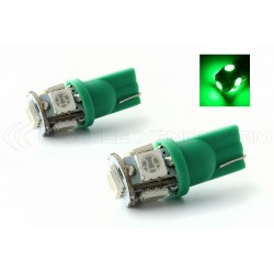 2 x 5 Bulbs green LEDs - SMD - 5 LED- t10 W5W