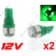 2 x 5 BOMBILLAS LED VERDES - SMD LED - 5 LEDs - T10 W5W 12V