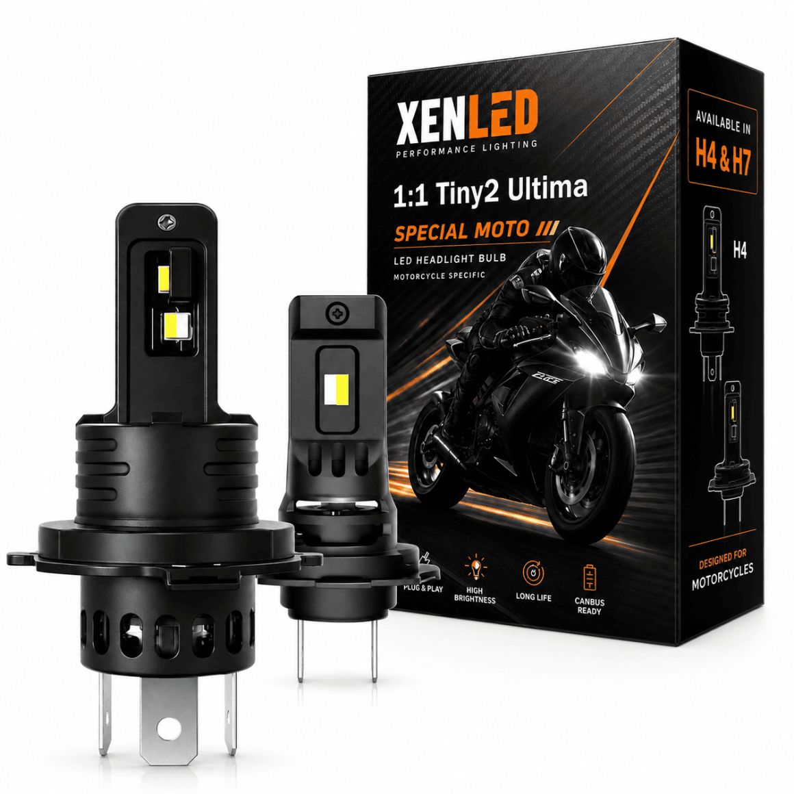 Kit ampoules H4 + H7 LED pour GSX-R 600 U2  (CE3111) - SUZUKI - Tiny2 Ultima +480% - Sans erreur