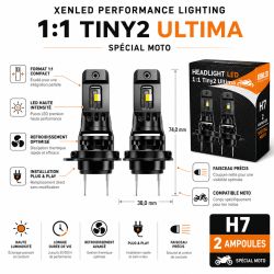 Kit ampoules H7 LED pour Tornado 900 RS - BENELLI - Tiny2 Ultima +480% - Sans erreur - La paire