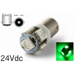 1 x 5 GRÜNE LED-BIRNE – T4W BA9S – 24-V-LKW-Signallampe
