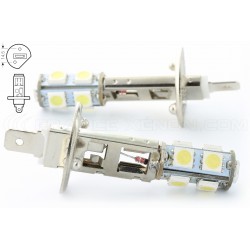 2 x Ampoules H1 LED SMD 9 LED - 12Volts Lampe de signalisation
