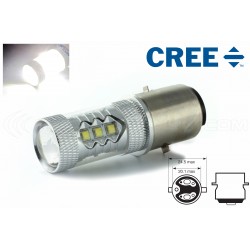Lampadina 16 LED CREE 80W - BA20D - Doppia intensità di fascia alta - Bianco puro