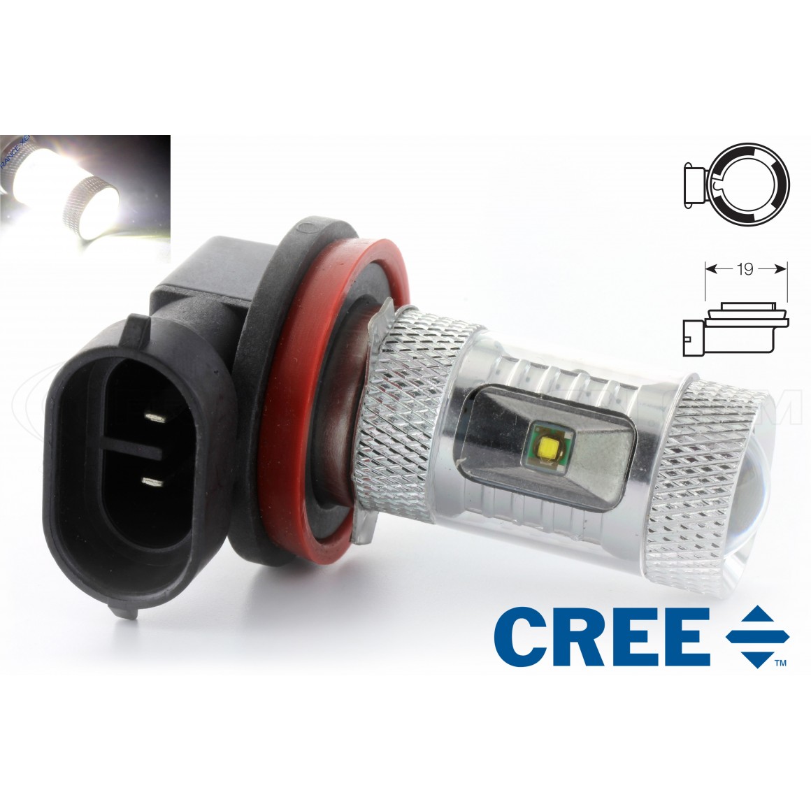 6 LED CREE 30W pære - H11 - High-end 12V - Hvid
