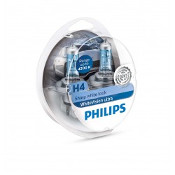 2 LAMPADINE H4 PHILIPS WHITEVISION ULTRA +2 W5W WHITEVISION