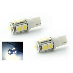 2 x 9 WEISSE LED-LAMPEN – SMD-LED – 9 LEDs – T10 W5W 12 V