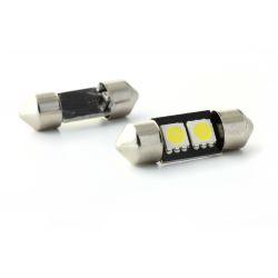 2 x AMPOULES C3W - 2 LEDS SMD anti-erreur - Navette 28 mm 12V Blanc Lampe de plafonnier