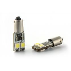 2 x AMPOULES 4 LEDS SMD CANBUS - T4W BA9S - 12V Blanc