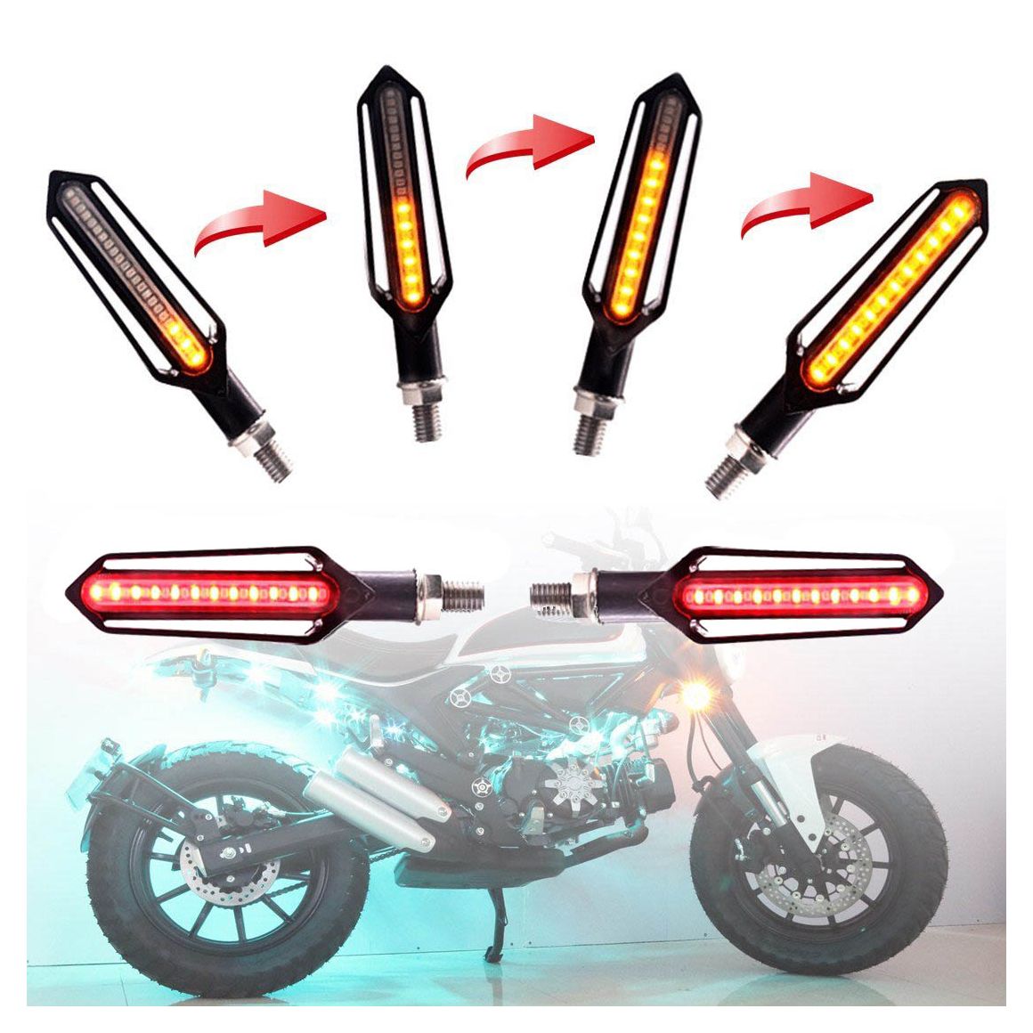 Clignotant + Feux STOP LED défilant Moto séquentielle NightX V3.0