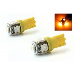 2 x AMPOULES 5 LEDS ORANGE - LED SMD - 5 led- T10 W5W