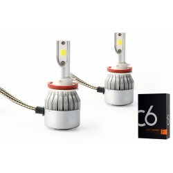 2 x Ampoules H8 H9 H11 LED Ventilée COB C6 - 3800Lm - 12V / 24V