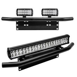 Nummerpladeholder + LED Spot mount - Alu bull bar