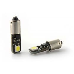 2 x AMPOULES 2 LEDS SMD CANBUS - BA9S 12V T4W - Blanc