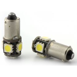 LAMPADINE CANBUS SMD 2 x 5 LED - BIANCO - 5 LED - T4W BA9S 12V Senza errori sul cruscotto