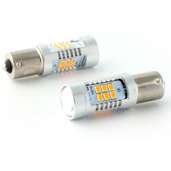 2x Ampoules 21 LED XENLED - PY21W - JAUNE BAU15S - CLIGNOTANT